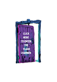 a purple door with the words click here to enter flash chamber